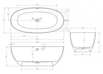 Ванна каменная Abber Stein AS9624-1.5 150х72см отдельностоящая