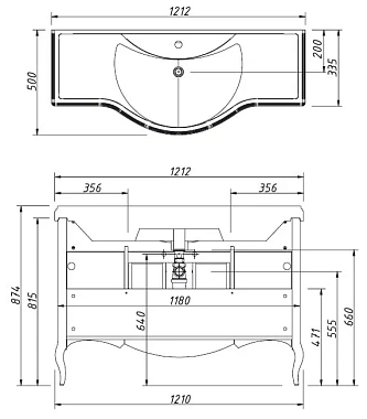 Тумба под раковину напольная CAPRIGO VERONA 33522-TP814 50х87,4х121,2см