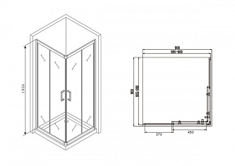 Угловое ограждение Abber Schwarzer Diamant AG02090B 195х90см стекло прозрачное
