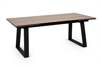 Кухонный стол раскладной AERO 100х200х76см закаленное стекло/керамика/сталь White Oak