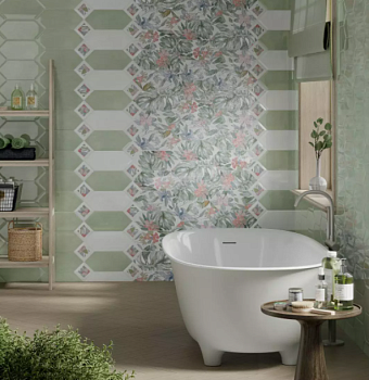 Настенная плитка KERAMA MARAZZI Фурнаш 35024 грань розовый светлый глянцевый 14х34см 0,709кв.м. глянцевая