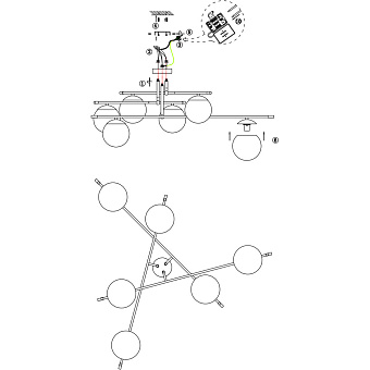Светильник потолочный Maytoni Nostalgia MOD048CL-06G 40Вт E14