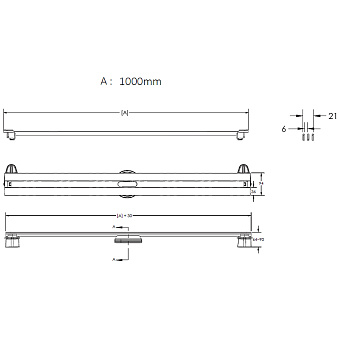 Щелевой душевой трап BERGES SUPER Slim 090055 1000 103х12,5см вертикальный сток
