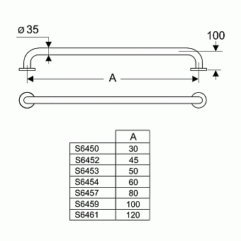 Поручень для ванной IDEAL STANDARD CONTOUR S6450AC 10см белый