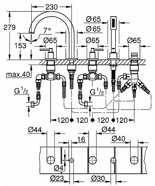 Смеситель для ванны GROHE Atrio New 19923003 хром