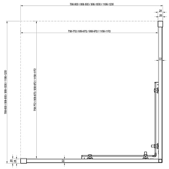 Дверь душевого угла RAVAK Blix Slim X1XM40300Z1 195х80см стекло прозрачное