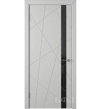 Межкомнатная дверь Владимирская фабрика дверей Stockholm Flitta Polar Black Gloss Эмаль 600х2000мм остеклённая