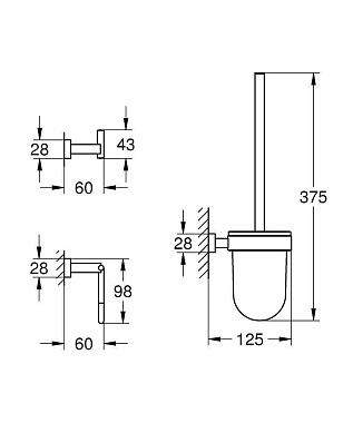 Набор аксессуаров для ванной GROHE Essentials Cube 40757001 хром 3 предметов