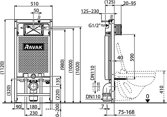Инсталляция для подвесного унитаза RAVAK G II X01703