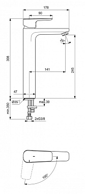 Смеситель для раковины IDEAL STANDARD CERAPLAN III SLIM BC571AA хром