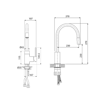 Смеситель для кухни IDDIS Kitchen 360 K36SBJBi05 поворотный излив хром