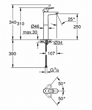 Смеситель для раковины GROHE BauLoop 23764000 хром