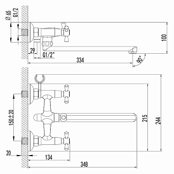 Смеситель для ванны LEMARK Contour LM7451C хром