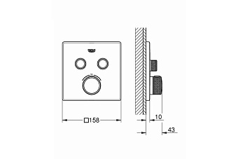 Смеситель для ванны GROHE Grohtherm SmartControl 29124A00 чёрный