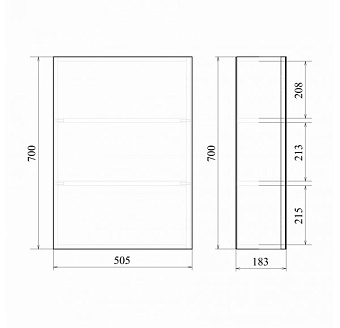 Шкаф зеркальный MIRSANT Фарида УТ000004913 20х50х70,5см без подсветки