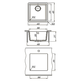 Мойка кухонная LEMARK SINARA 400-U 9910066 42х40см шампань