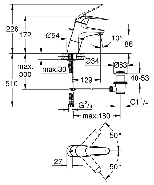 Смеситель для раковины GROHE Euroeco Speсial 32766000 хром