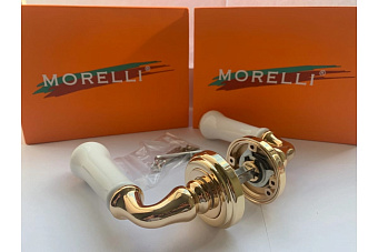 Дверная ручка нажимная MORELLI UMBERTO MH-41-CLASSIC PG/W белый/золото