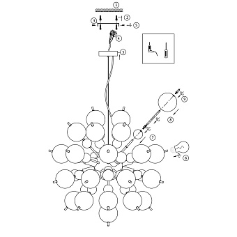 Светильник подвесной Maytoni Bolla MOD133PL-08CH 60Вт E27