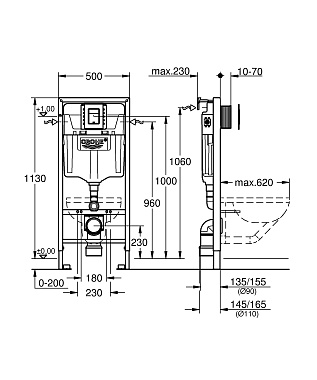 Инсталляция для подвесного унитаза GROHE Rapid SL 39501000