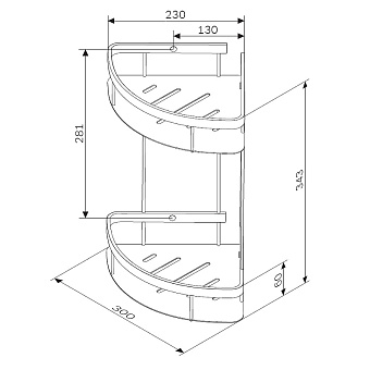 Полка в ванную угловая AM-PM Sense L A7454200 2-ярусная 23х30см хром
