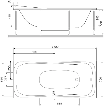 Ванна акриловая AM-PM Sensation W30A-170-075W-A 170х75см пристенная
