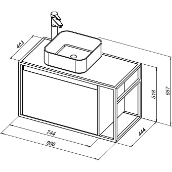 Тумба под раковину подвесная AQUANET Nova Lite Loft 261660 44х90х51,8см