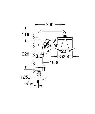 Душевой гарнитур GROHE New Tempesta Cosmopolitan 27394002 хром