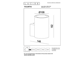 Светильник настенный Lucide VOLANTIS 27807/01/30 40Вт E27