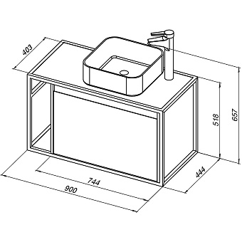 Тумба под раковину подвесная AQUANET Nova Lite Loft 261655 44х90х51,8см