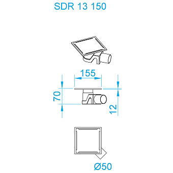 Душевой трап RGW 47211315-01 SDR-13 15х15см горизонтальный сток