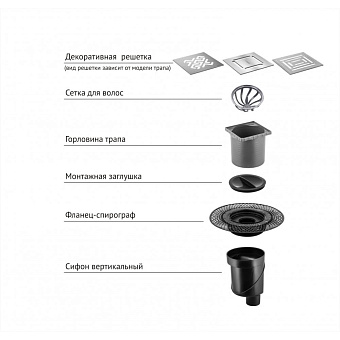 Душевой трап BERGES 090061 150х150 23,5х23,5см вертикальный сток
