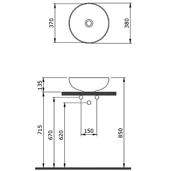 Раковина накладная BERGES Ego 181008 37,9х37,9см