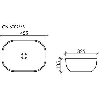Раковина накладная Ceramica Nova ELEMENT CN6009MB 45,5х32,5см