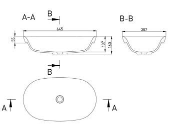 Раковина встраиваемая сверху SALINI MAREA 1802201MRF S-Stone матовая 64,5х38,7см