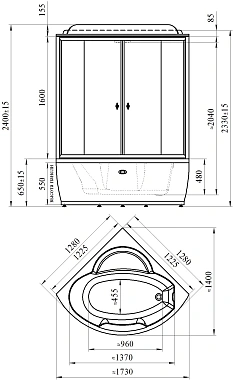 Душевая кабина RADOMIR ЛАУРА 1-00-6-0-0-0820 128х128х233см стекло прозрачное