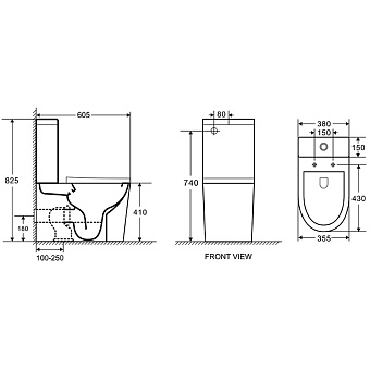 Унитаз напольный Azario Vetro AZ-2149 безободковый с микролифтом