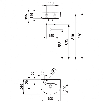 Раковина подвесная IDEAL STANDARD CONNECT E791401 35х26см