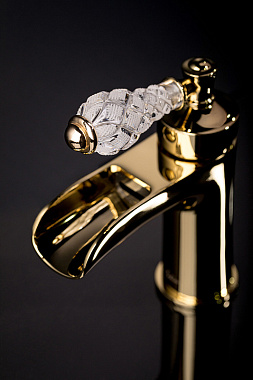 Смеситель для раковины Boheme Vogue Crystal 211-CRST золотой