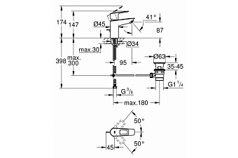 Смеситель для раковины GROHE BauLoop 23877001 хром