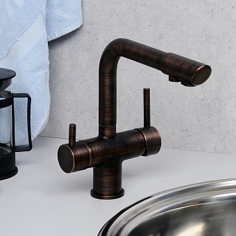 Смеситель для кухни WASSERKRAFT A8047 поворотный излив тёмная бронза