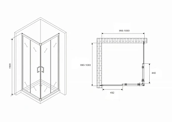Угловое ограждение Abber Schwarzer Diamant AG02100B5 190х100см стекло прозрачное