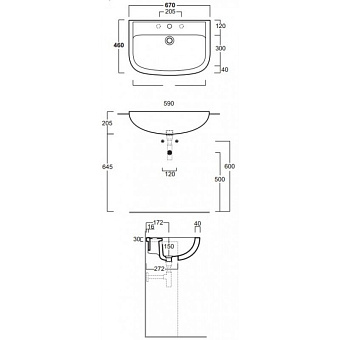 Раковина накладная SIMAS Top E Lavabi D'Arredo S57 bi*1 67х46см