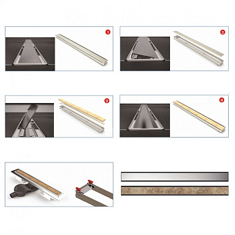 Щелевой душевой трап BERGES B1 Keramik 094119 80х25см горизонтальный сток