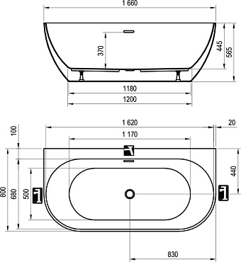Ванна акриловая RAVAK FREEDOM W XC00100024 166х80см отдельностоящая
