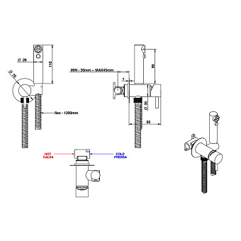 Гигиенический душ Bongio ON 32916TTEU чёрный матовый