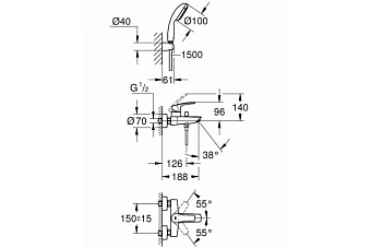Смеситель для ванны GROHE Eurosmart 33302003 хром