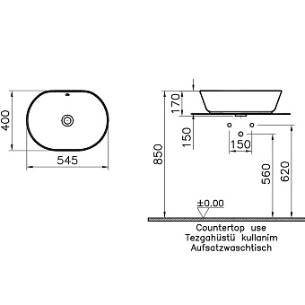 Раковина на столешницу VITRA Geo 7427B003-0012 54,5х17см