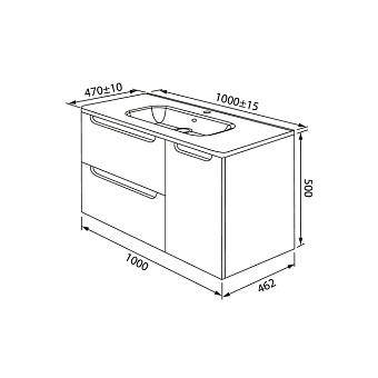 Тумба с раковиной IDDIS Edifice EDI10W1i95K 47х100х50см