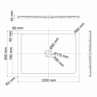 Душевой поддон WASSERKRAFT Dinkel 58T07 90х120см